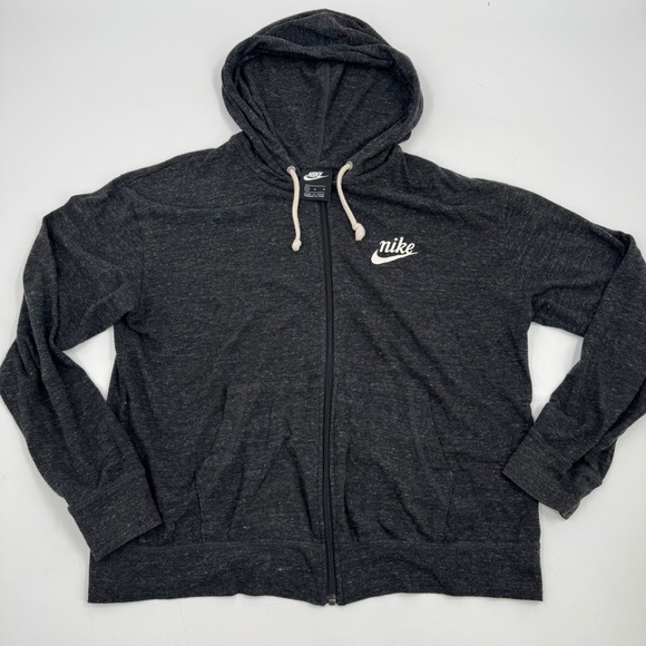 Nike Women's Full Zip Hoodie Jacket Gray Heathered Logo Activewear Medium - Picture 1 of 8